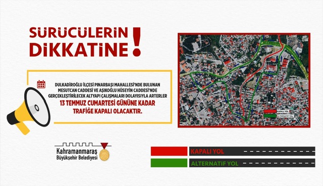 Dulkadiroğlu’nda O Arterler13 Temmuz’a Kadar Trafiğe Kapalı Olacak