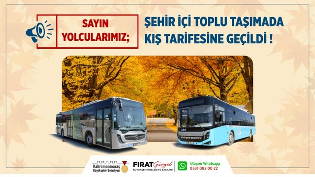 Toplu Taşımada Kış Tarifesine Geçildi!