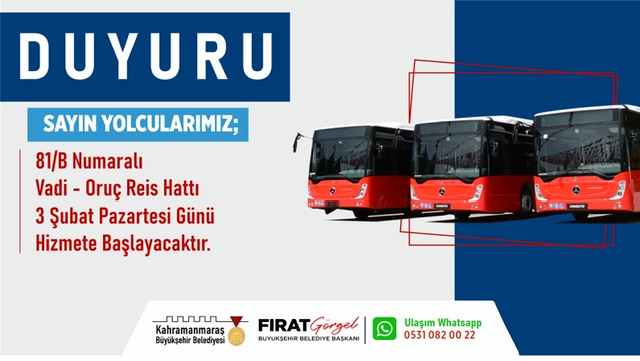 Şehir Merkezinde Yeni Toplu Taşıma Hattı Hizmete Başlıyor